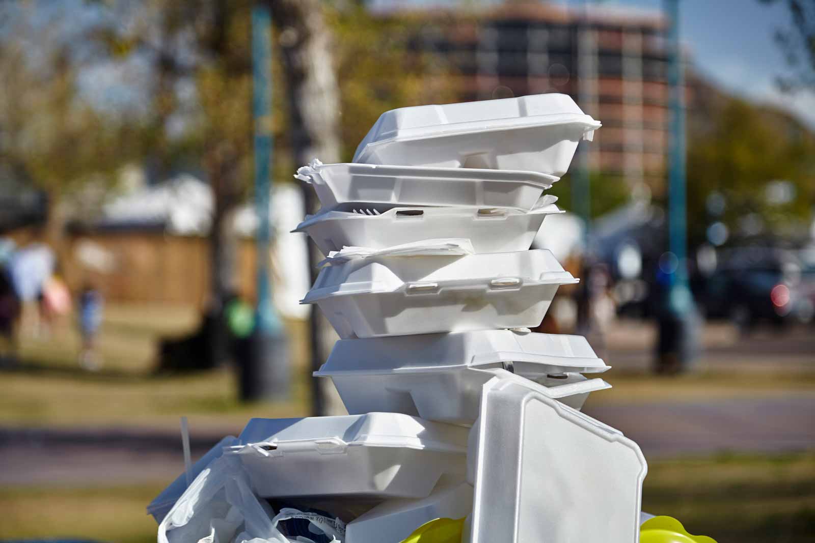 Stack of Styrofoam Boxes